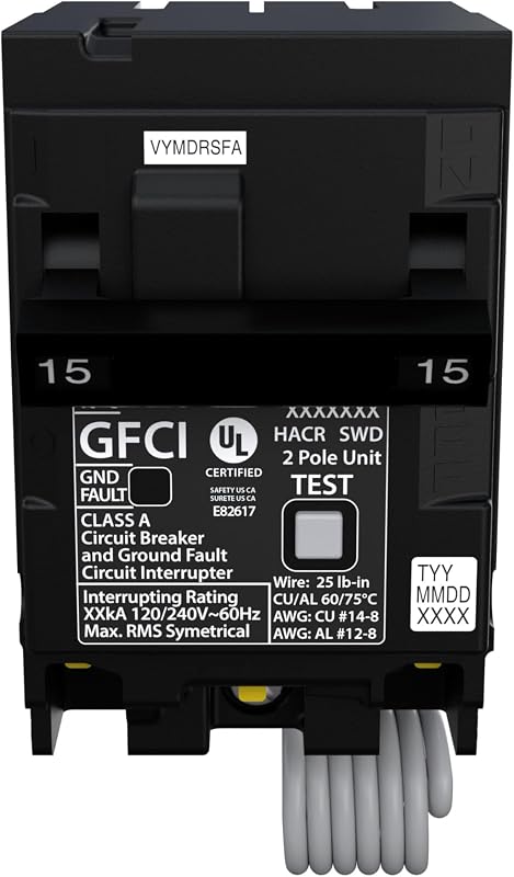 Interruptor GFCI 15A 2 polos reemplaza QF215A