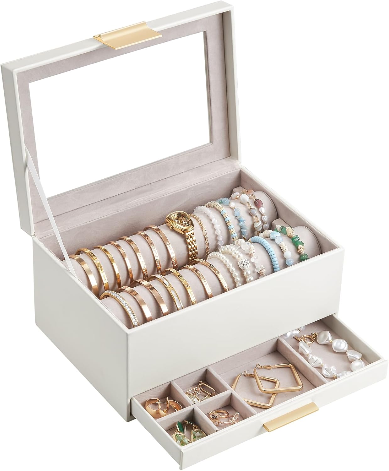 Organiz. pulseras cajón joyas mujer blanco