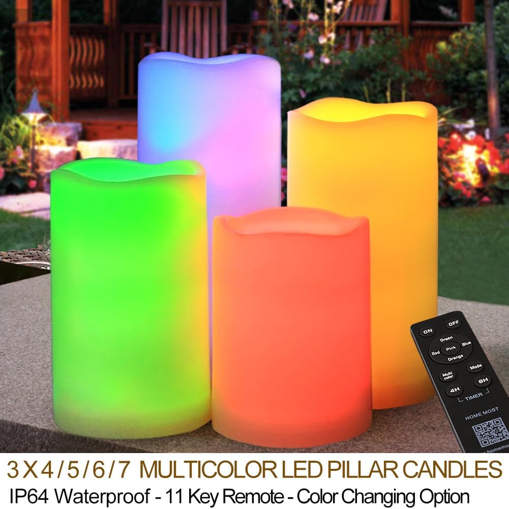 Set 4 velas LED IP65 3x4 a 3x7 varios colores
