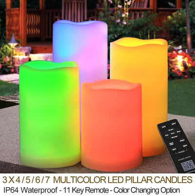 Set 4 velas LED IP65 3x4 a 3x7 varios colores