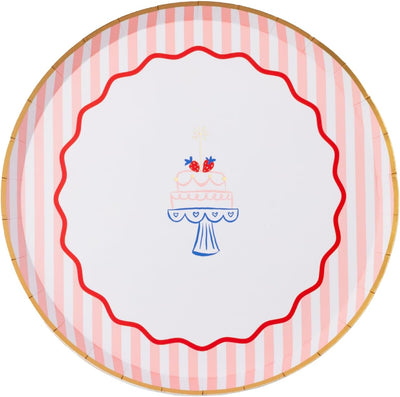 Platos papel rosa para cumpleaños y celebraciones