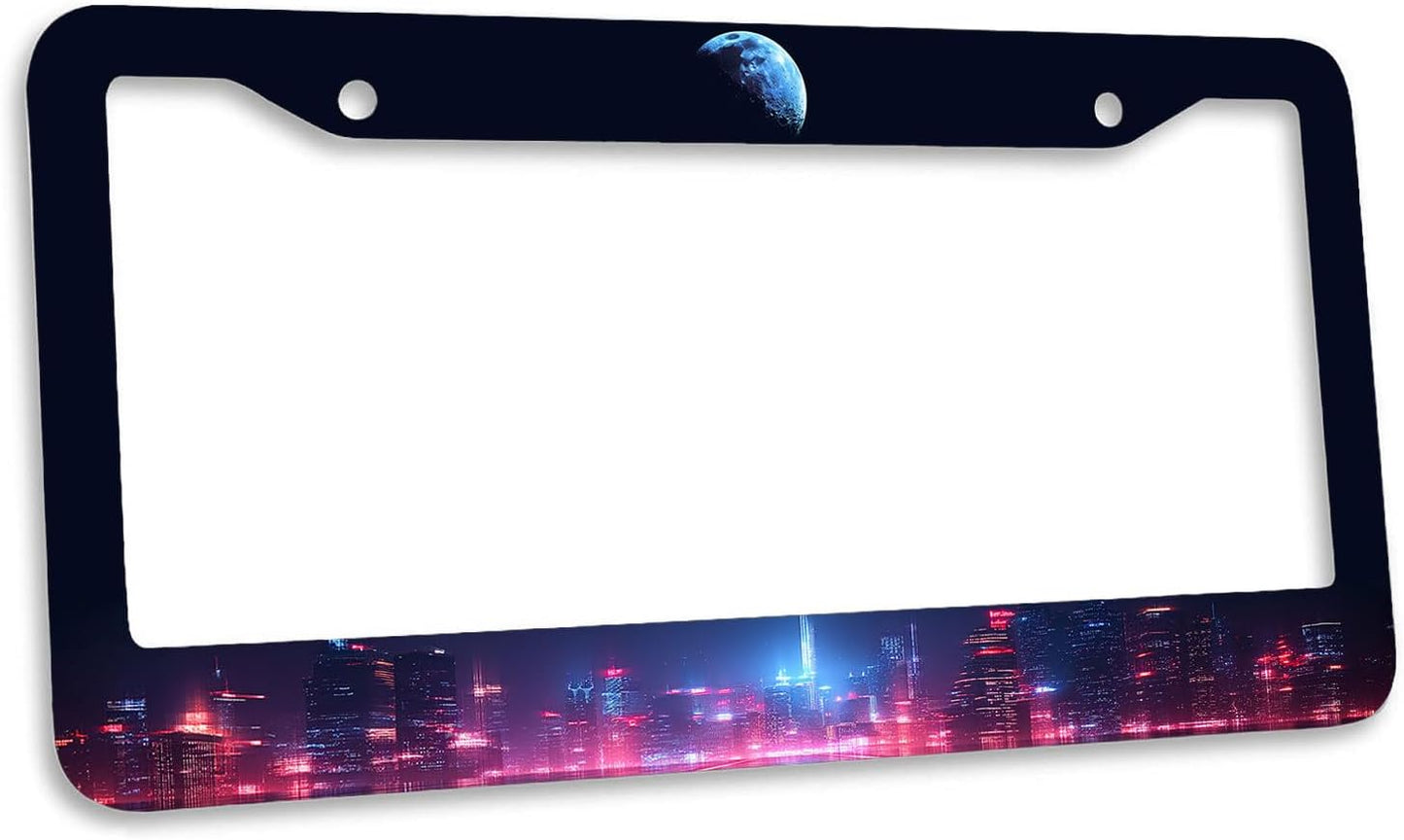 Marco matrícula aluminio pack 2 Cyberpunk City Fantasy Moon