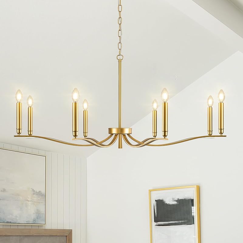Candelabro dorado de latón 8 luces 44" para comedor
