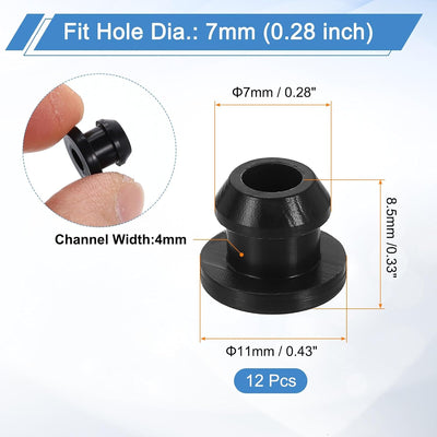12 Ojales Goma Silicona para Agujero 0.28"
