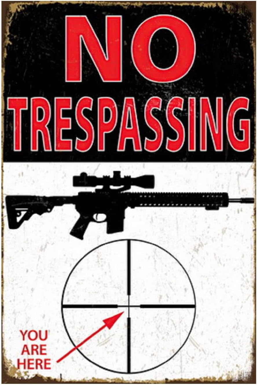 Letrero metal no trespassing 8x12pulg para patio garaje