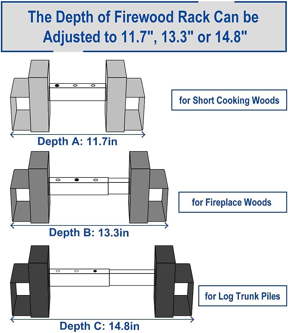 Kit soporte leña 2x4 3 profundidades ajustables patio