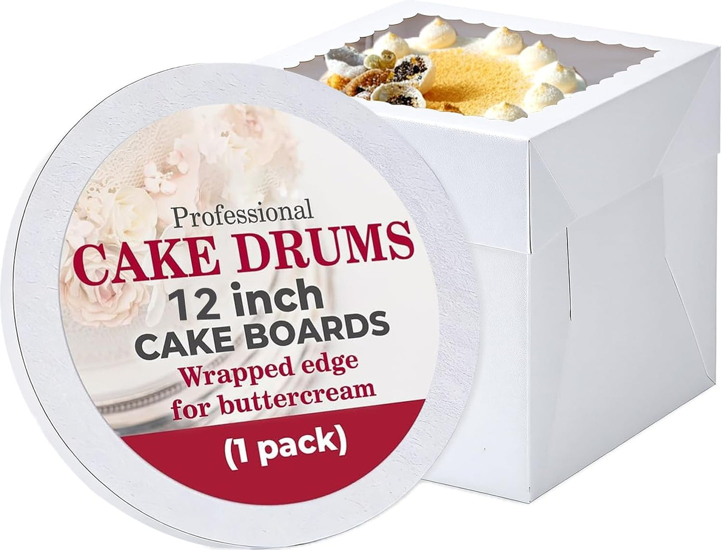 Caja tartas con tabla 12pulg blanca paquete 1