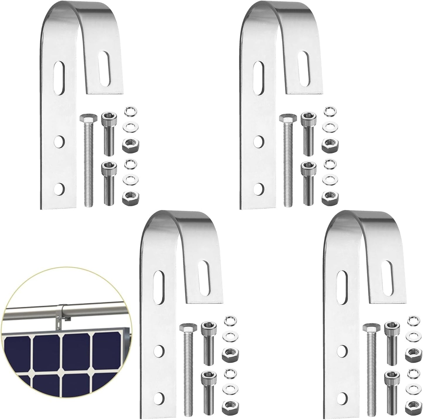 4 Soportes Acero Inox para Panel Solar Balcón
