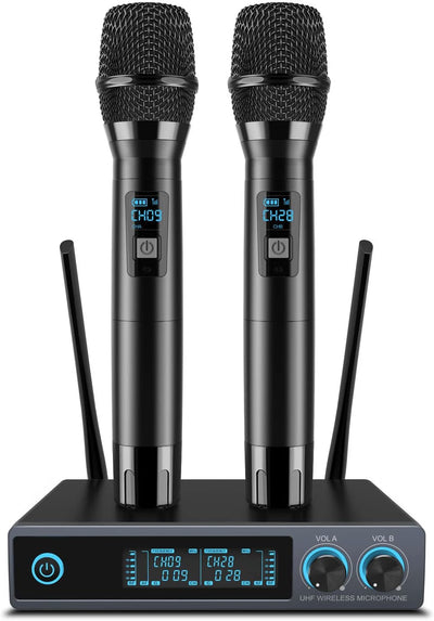 Sistema micrófono inalámbrico UHF dual metal 300pies