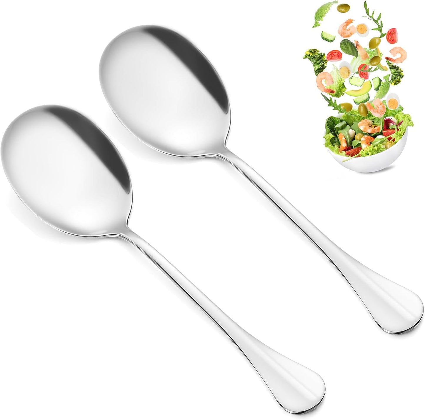 2 Cucharas Acero Inox 8pulg Bufé Utensilio Metal Plateado