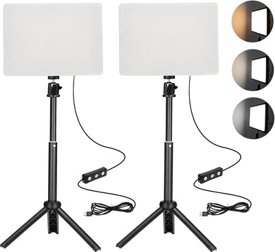 2 Luces LED Fotografía Regulables 2800-6500K Soporte 12pulg