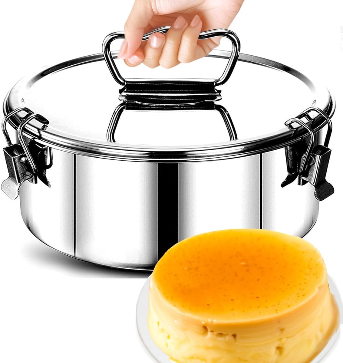 Sartén acero inox con tapa 1.5qt molde pudín cupcakes
