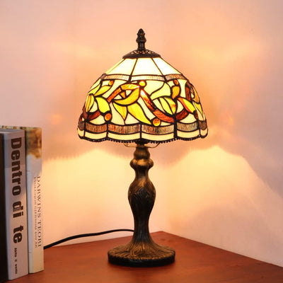 Lámpara mesa vidrio teñido estilo cuentas luz nocturna