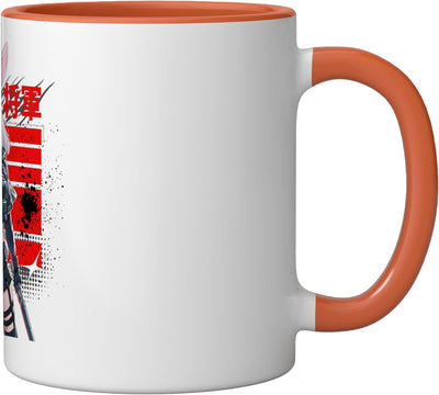 Taza de cerámica Harajuku anime cyberpunk bunny girl naranja/blanca