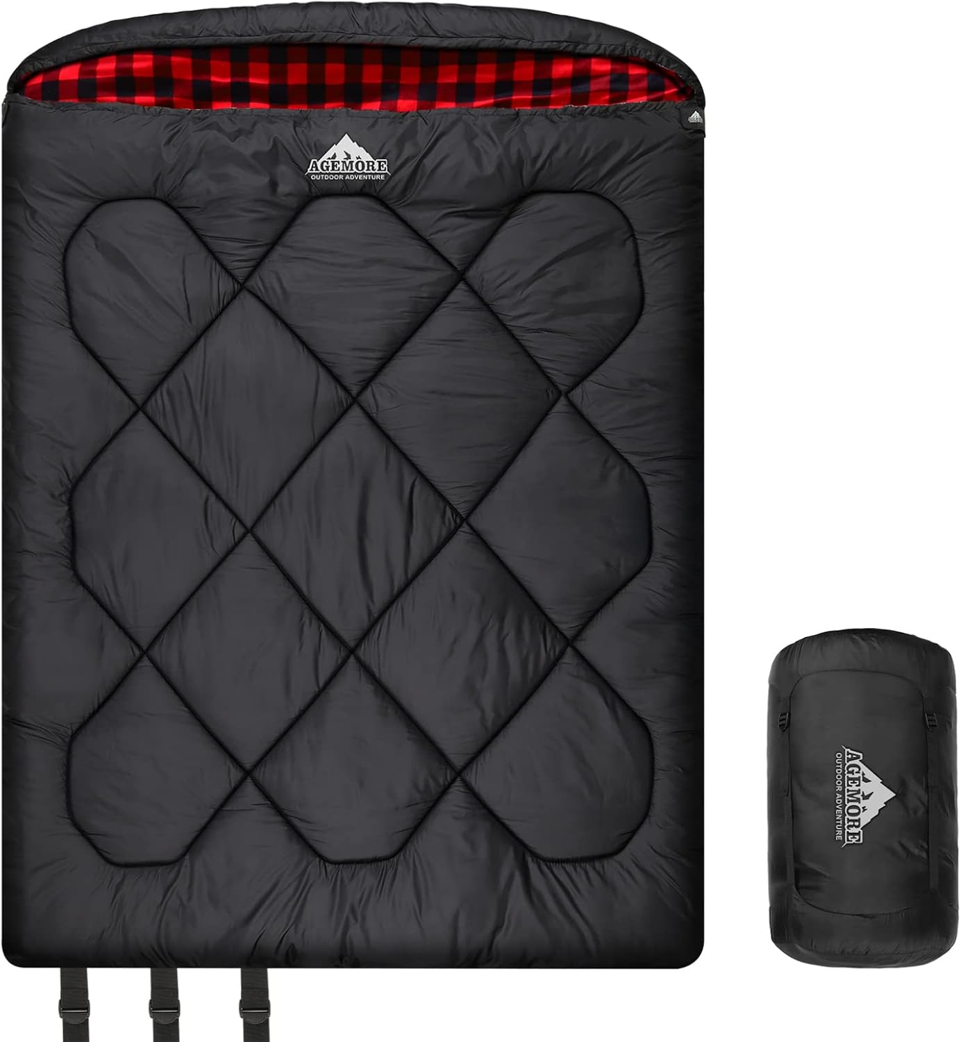 Saco dormir doble 0 grados forro franela algodón queen para