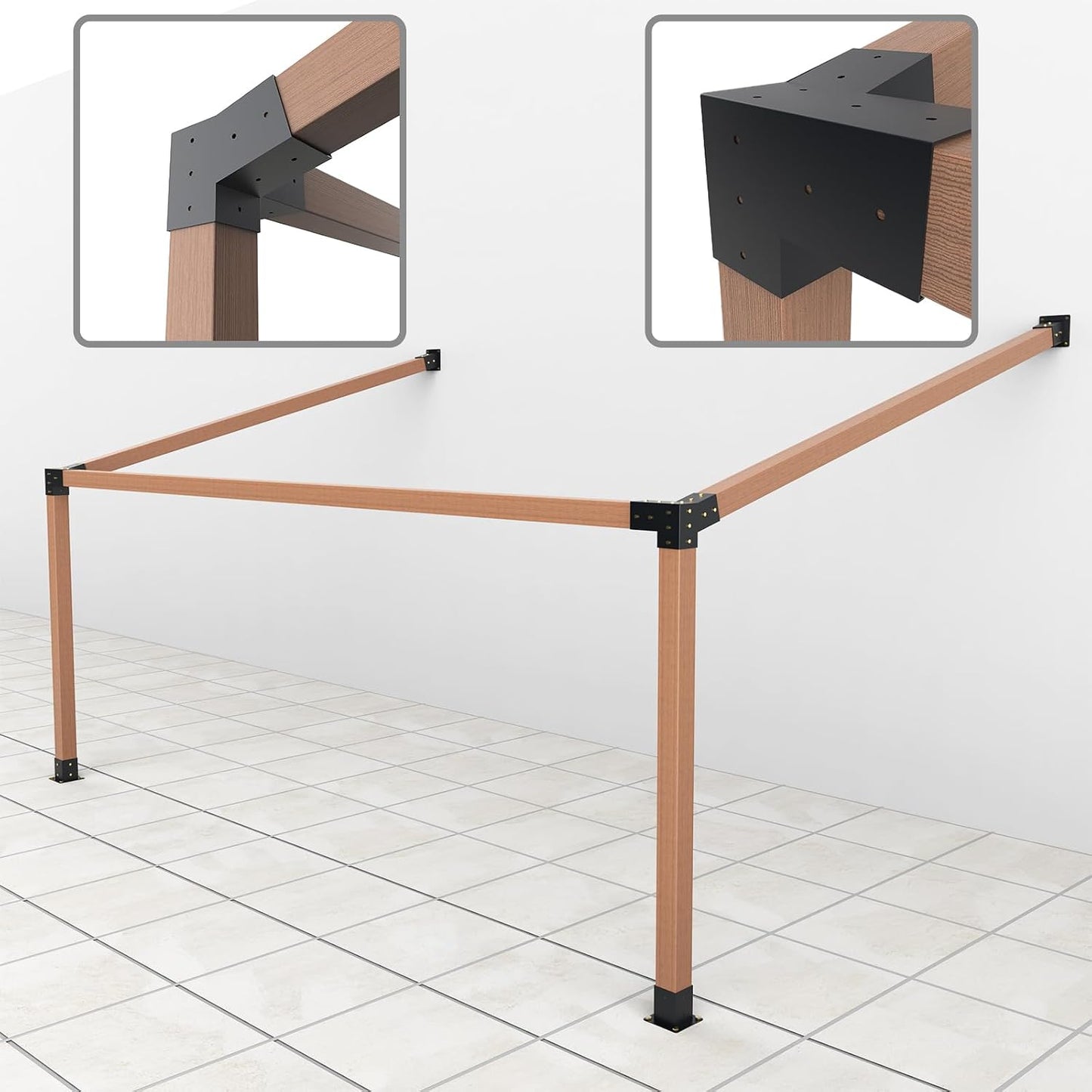 Kit soportes pérgola techo inclinado 15° y pared