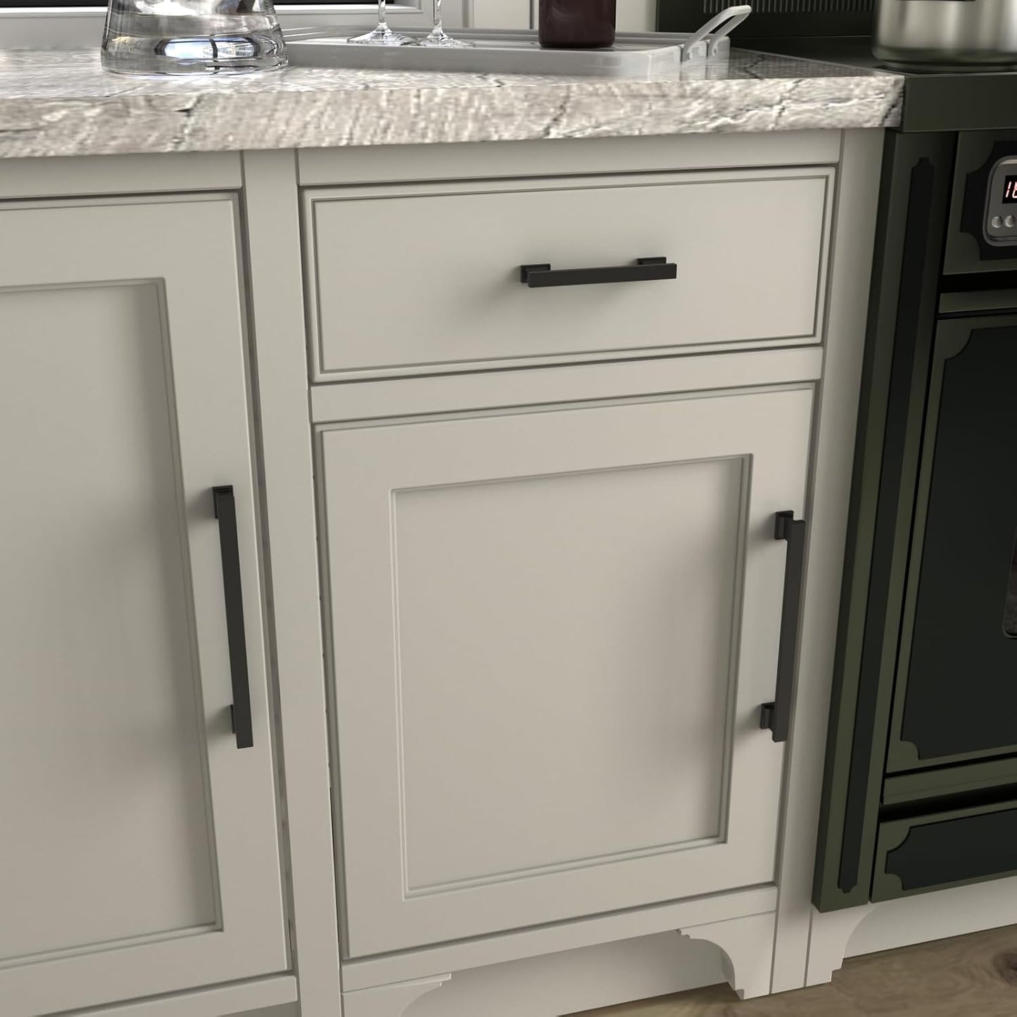 10 Manijas Cocina 6.25pulg Negro Mate Resistentes