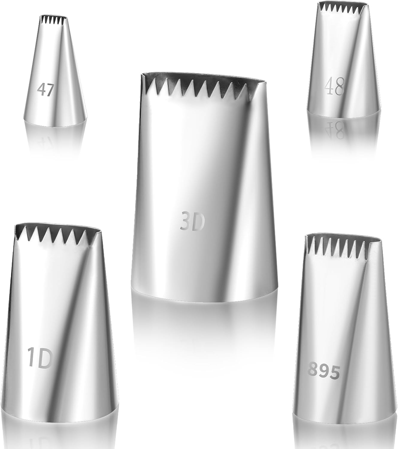 Set 5 puntas tuberías tejido acero inox trenzadas pastelería