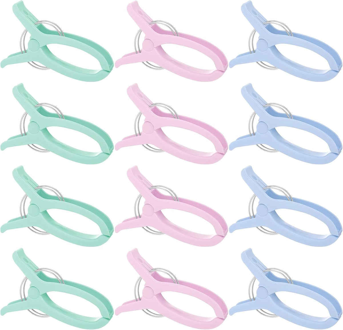 12 Pinzas Plástico Jumbo para Costura y Manualidades 3 Colores