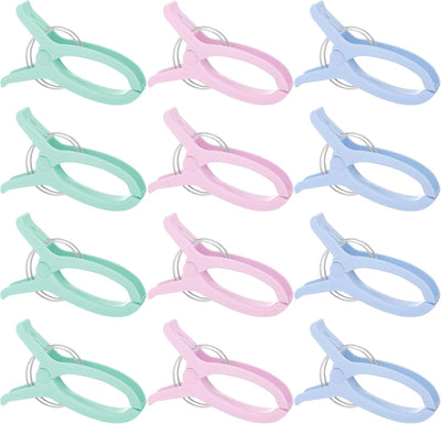 12 Pinzas Plástico Jumbo para Costura y Manualidades 3 Colores