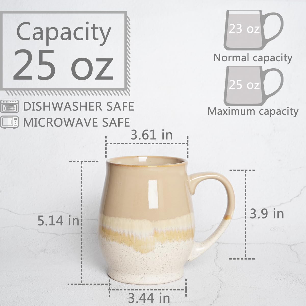Taza Cerámica 25oz para Café Té Oficina Hogar Gris