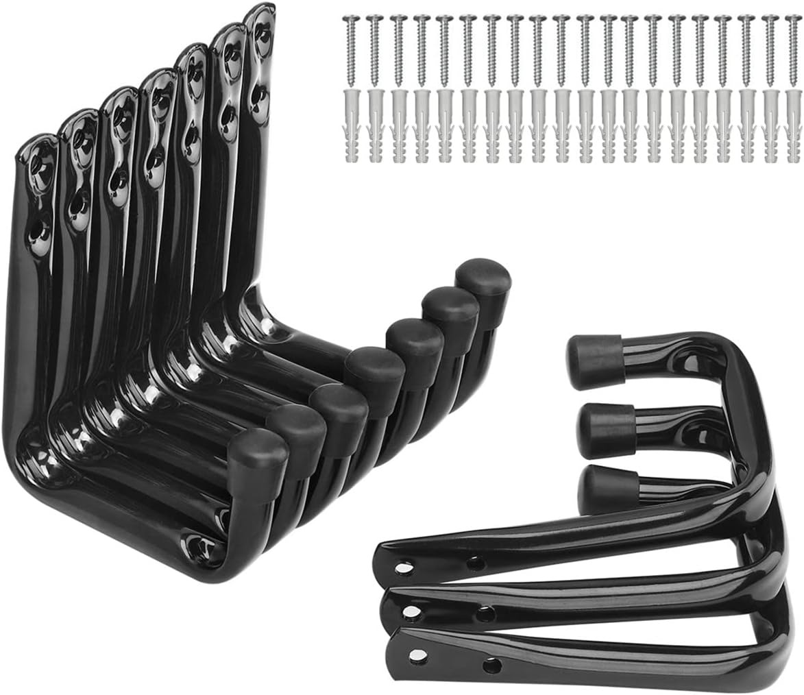 Ganchos almacenamiento garaje perchas J negro pack 10