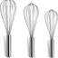 Set 3 Batidores Acero Inox 8x10x12pulg Alambre Wisk Plateado