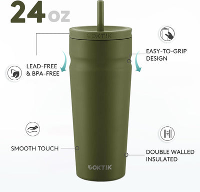 Vaso térmico acero inox con pajita 710ml
