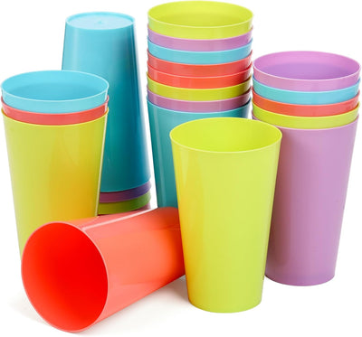 24 Vases Plástico Reutilizables 13oz Colorido Apilable