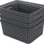4 Cestas Almacenamiento Plástico Gris 10x7.7x4"