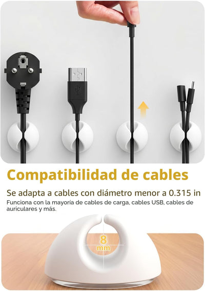 6 Pzas Soportes Cable Blanco Organiz. Cargador Coche
