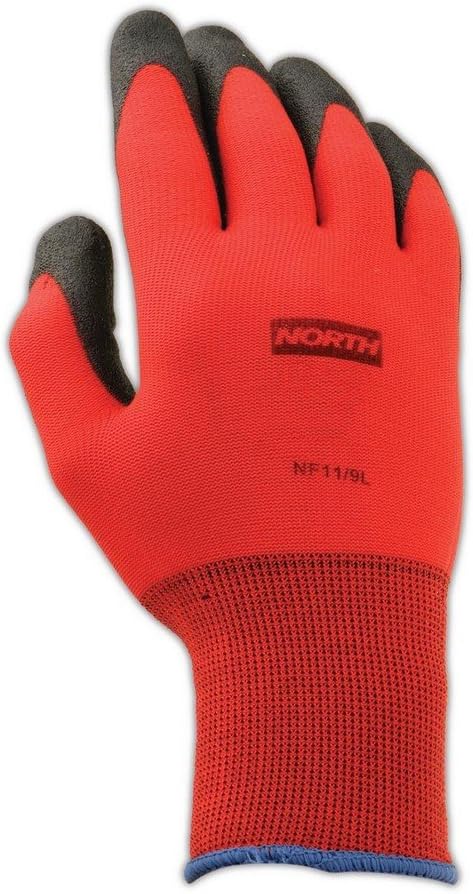 Guantes NF11 con palma PVC espumado talla 6 negro/rojo 12