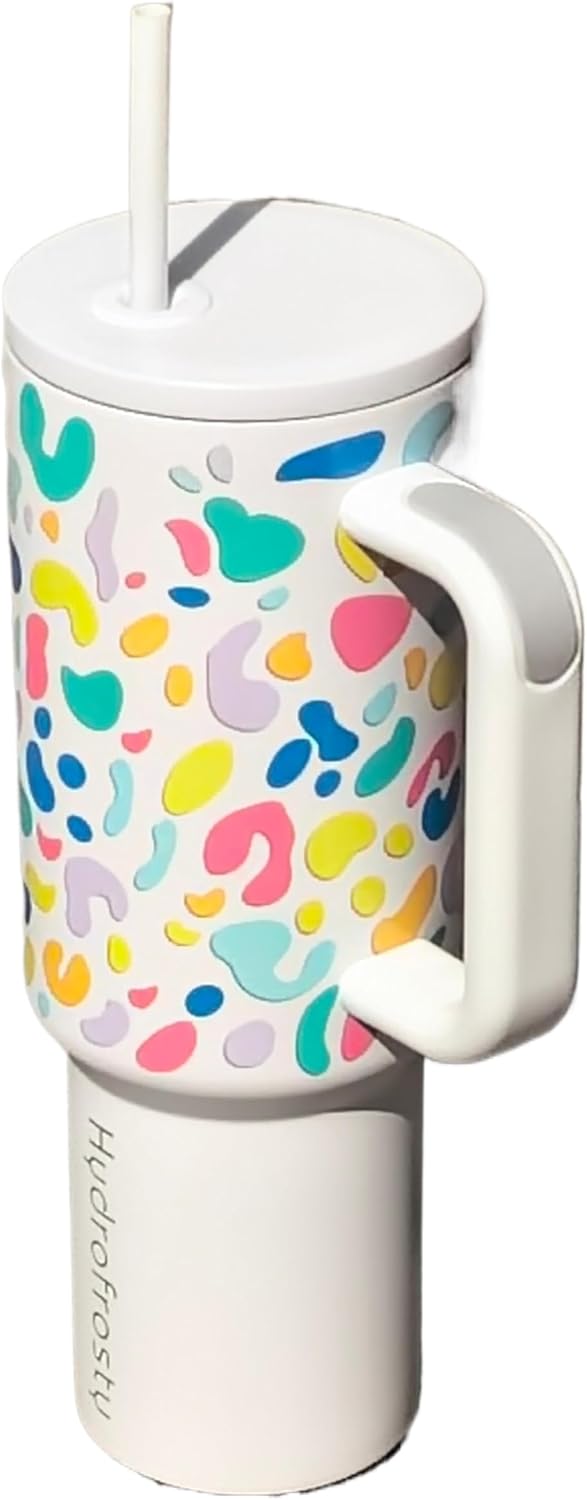 Vaso acero inox 40oz con asa tapa popote botella viaje
