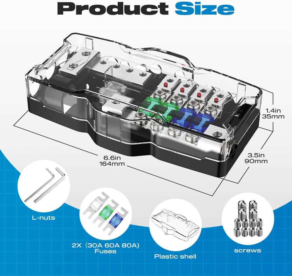 Bloque distribución fusible 4Vía MIDI 12V para coche barco