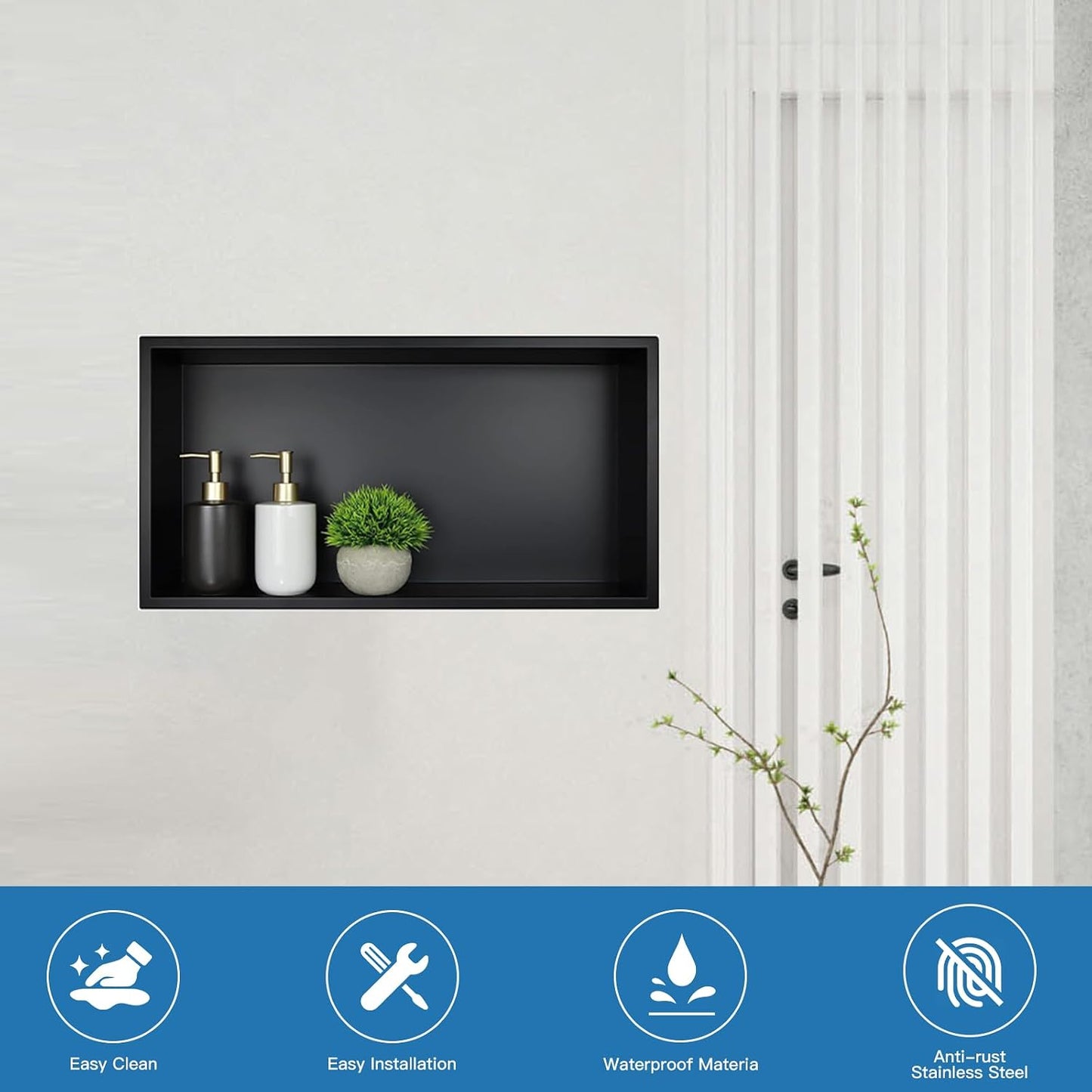 Niche ducha 24x12" estante acero inox negro mate