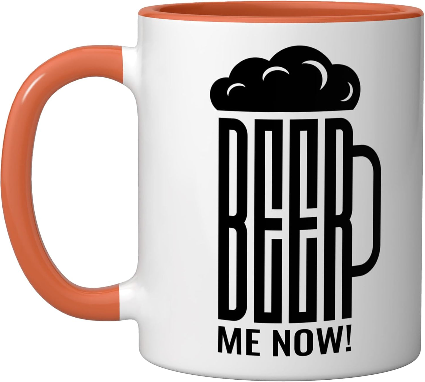 Vaso cerámica cerveza humorístico naranja/blanco