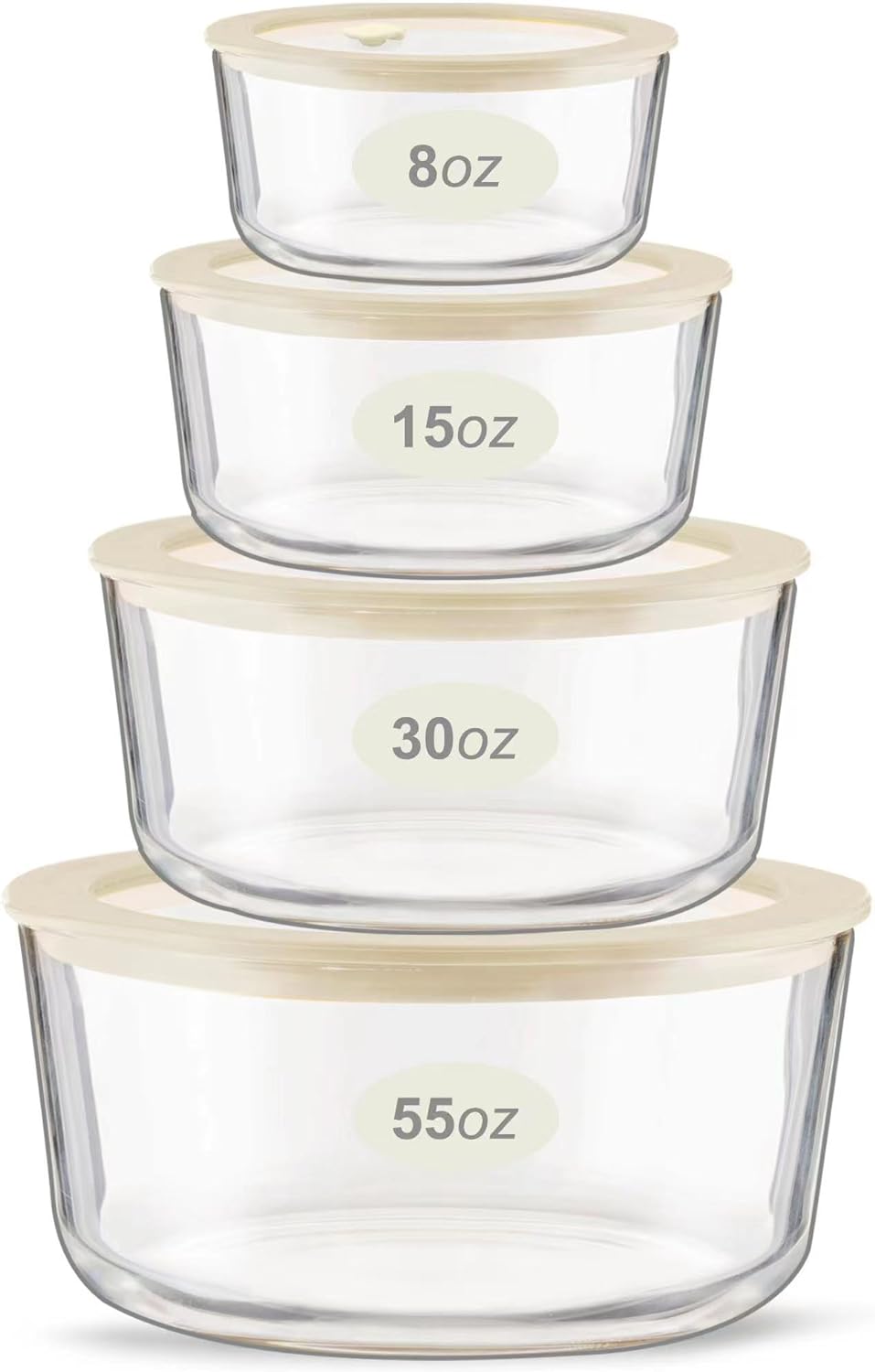 Set 4 Recipientes Vidrio Tapa Hermetica Silicona