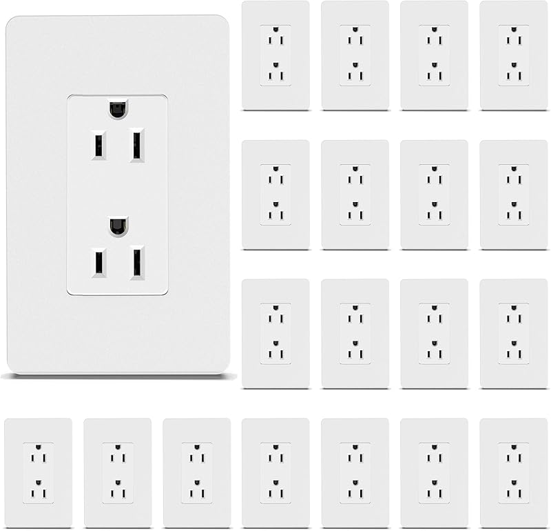 Toma corriente decorativa blanca pared 15A/125V