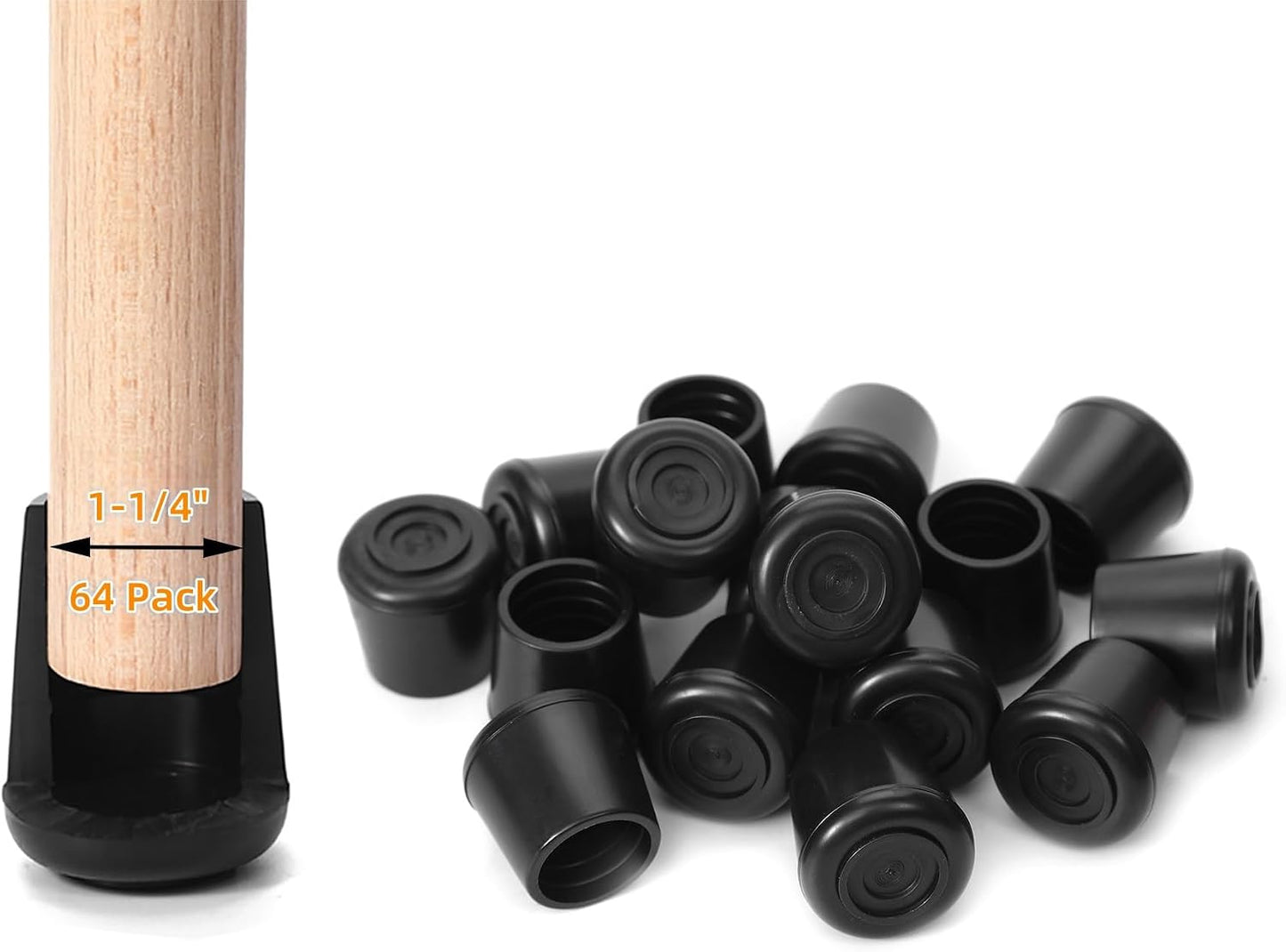 Tapas patas silla antideslizantes 1-1/4pulg negro pack 64