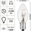 25 Bombillas C7/E12 Transparentes 5W Interior Exterior