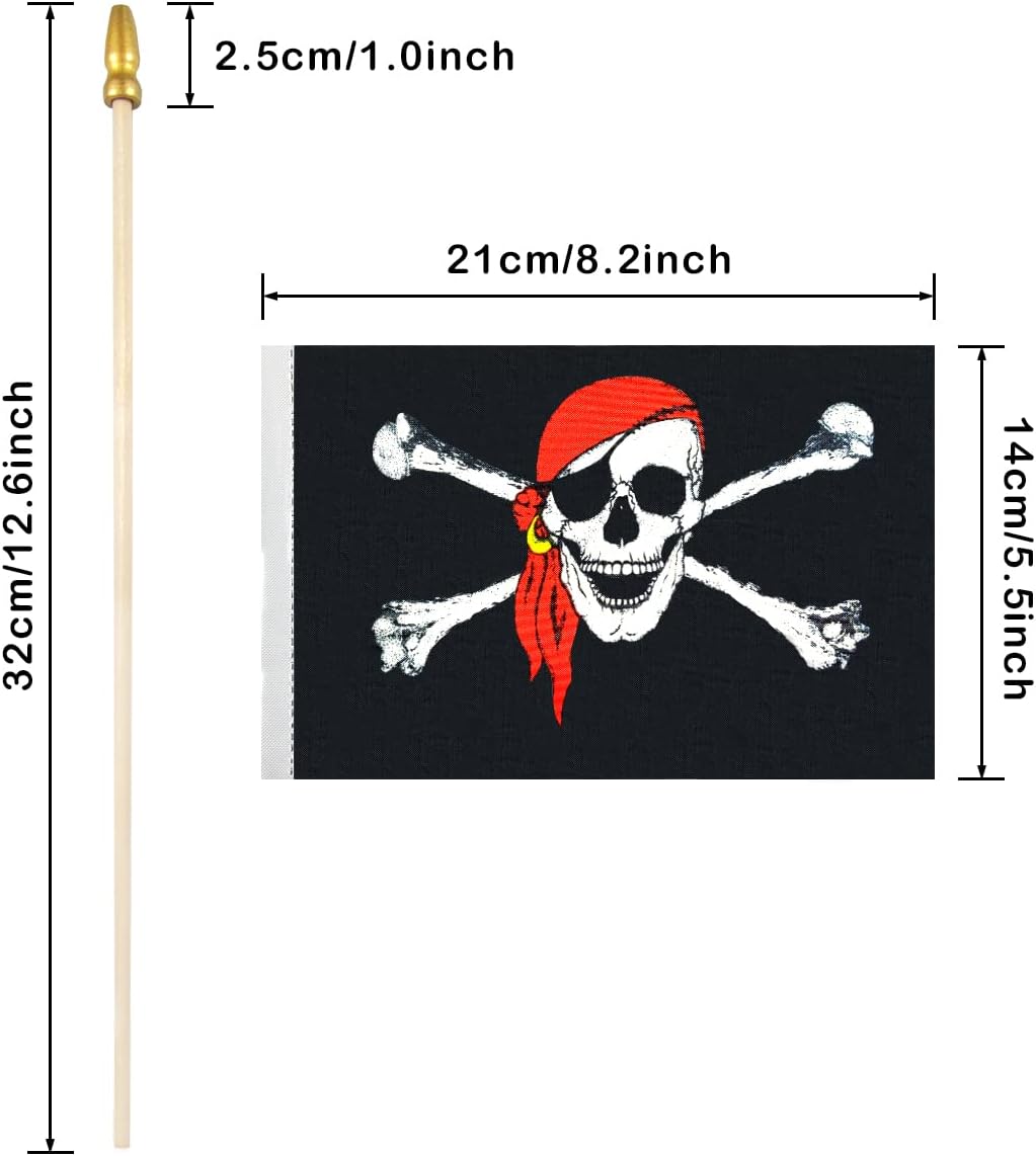 Bandera Jolly Roger con poste madera 12 pzas