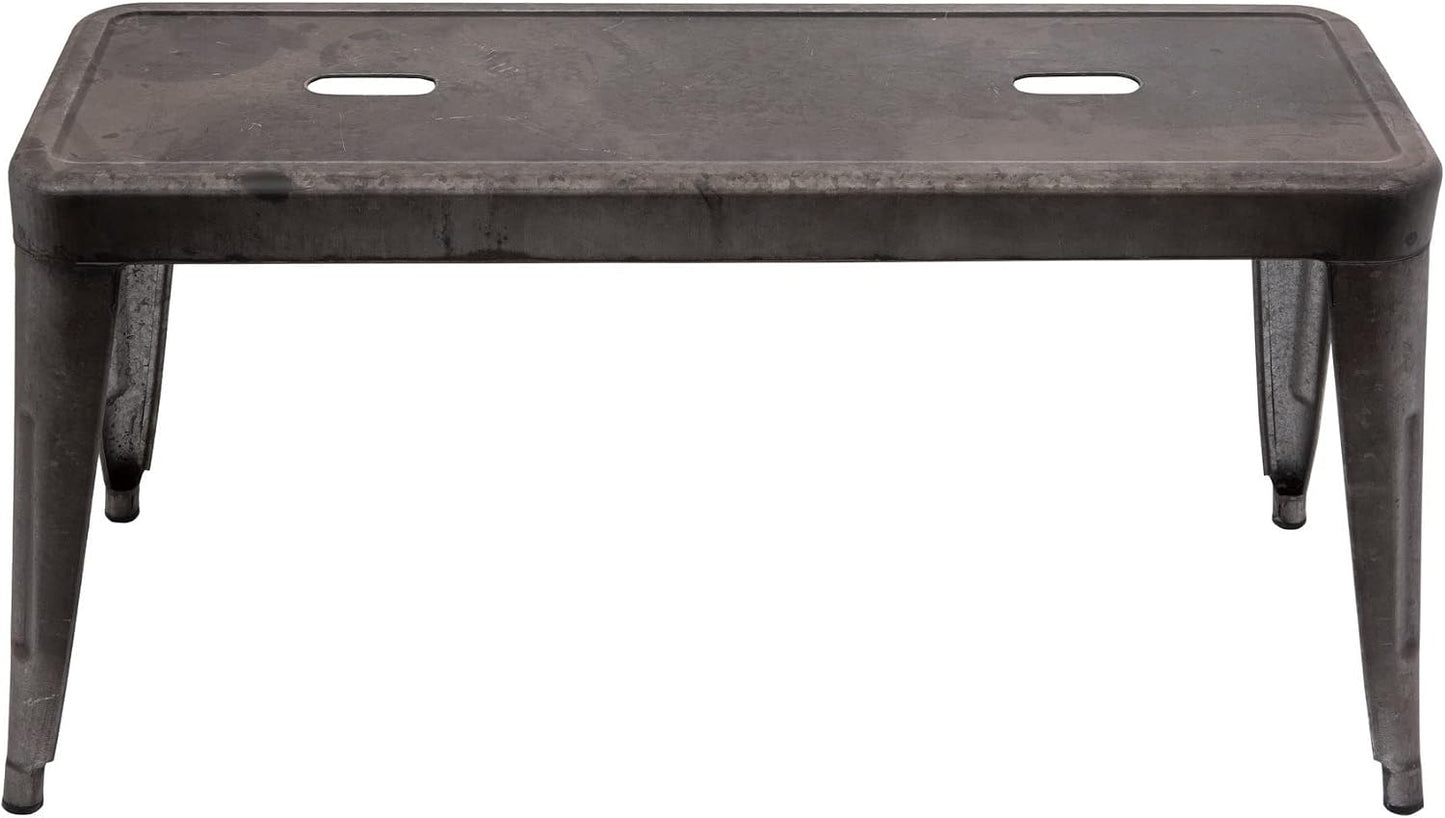 Banco metal galvanizado gris y marrón