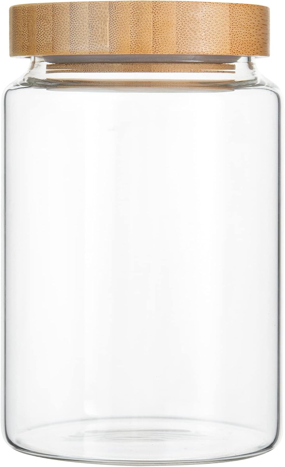 Frasco vidrio transparente 900ml con tapa bambú hermética