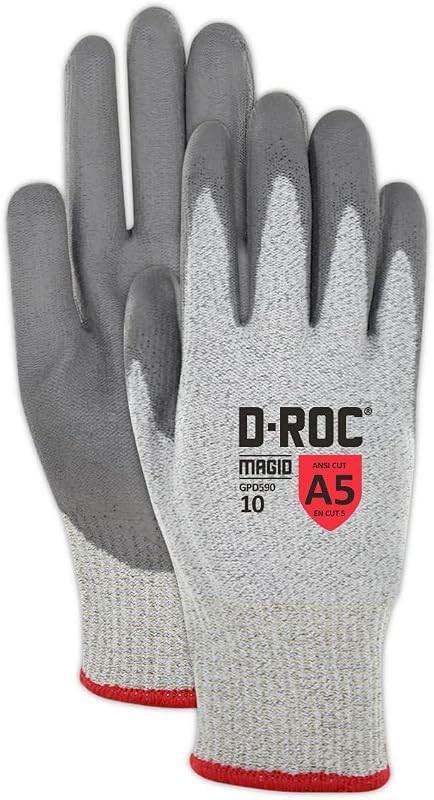 Guantes trabajo ANSI A5 resistentes cortes palma PU