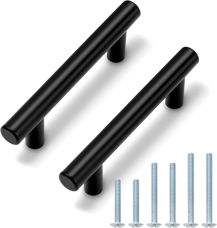 50 Tiradores Barra en T Acero Inox 2.5" Negro