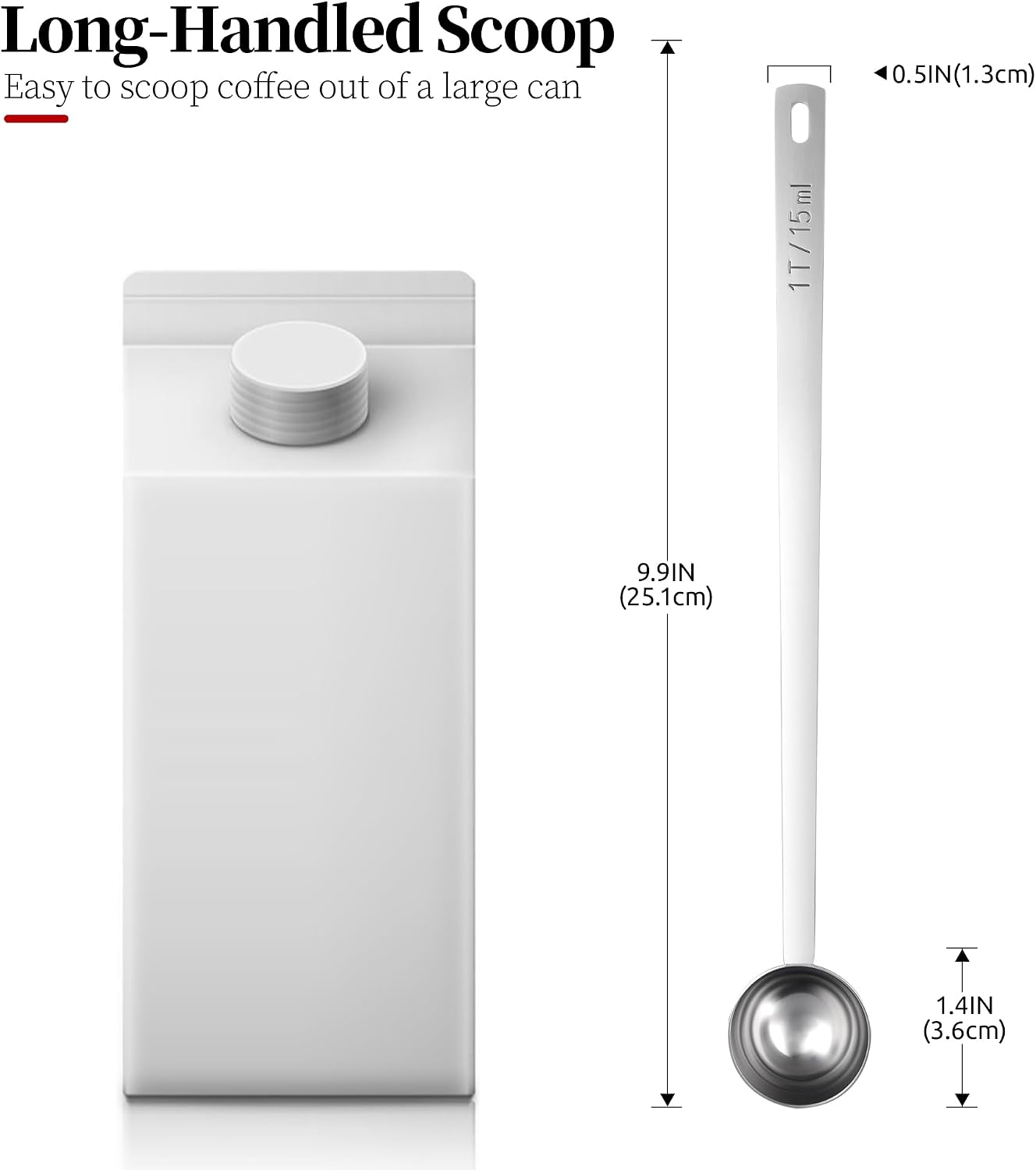 Cuchara café mango largo acero inox 18/8 9.9pulg