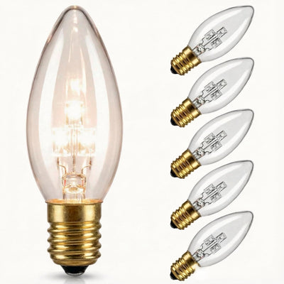 6 Pzas Bombillas LED E12 Vidrio Blanco Suave Torpedo 3V