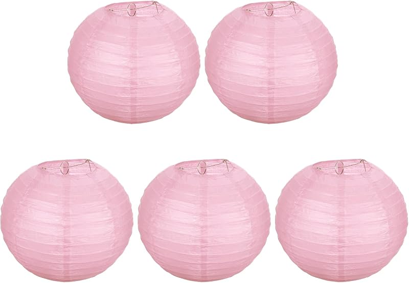 5 Pzas Faroles Papel 8pulg Colgantes Rosa Decoración Hogar