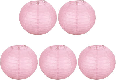 5 Pzas Faroles Papel 8pulg Colgantes Rosa Decoración Hogar