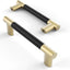 10 Manijas Gabinete 3.75" Negro Mate y Dorado